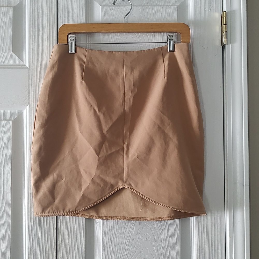 Miss Guided tan mini skirt night out party Sz 8